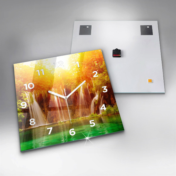 Szögletes fali üvegóra Kilátás a vízesésre