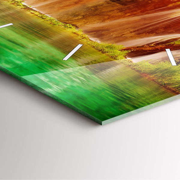 Szögletes fali üvegóra Kilátás a vízesésre