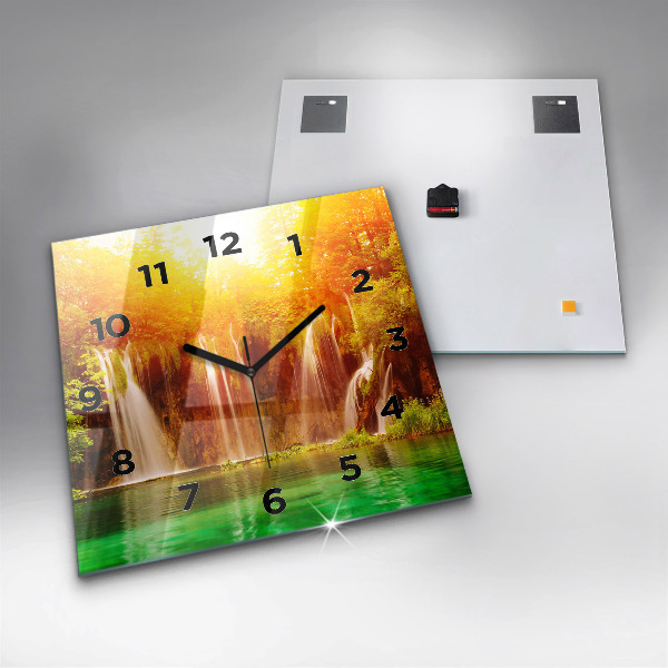 Szögletes fali üvegóra Kilátás a vízesésre