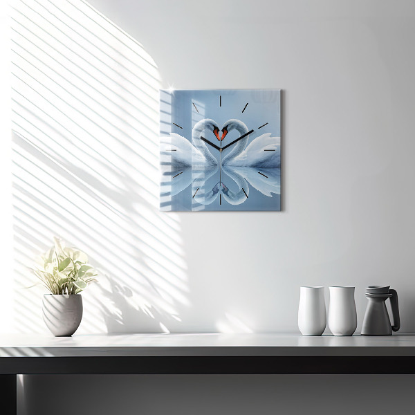 Szögletes fali üvegóra Hattyúk a szívben