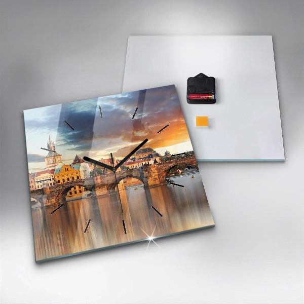 Szögletes fali üvegóra Panoráma a folyó felett