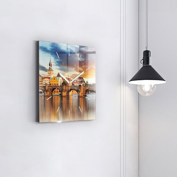 Szögletes fali üvegóra Panoráma a folyó felett