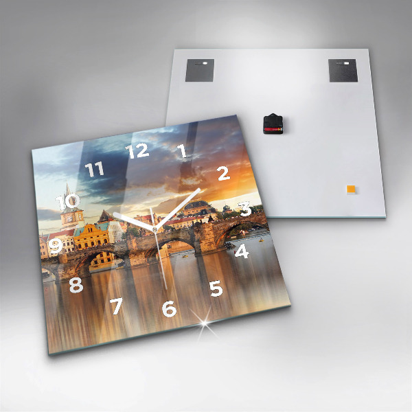 Szögletes fali üvegóra Panoráma a folyó felett