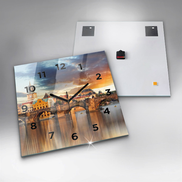 Szögletes fali üvegóra Panoráma a folyó felett