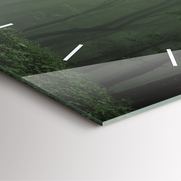 Szögletes fali üvegóra Ködös erdő reggel