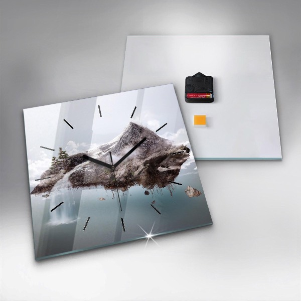 Szögletes fali üvegóra Repülő sziget és vízesés