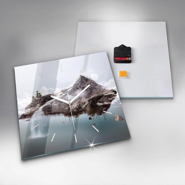 Szögletes fali üvegóra Repülő sziget és vízesés