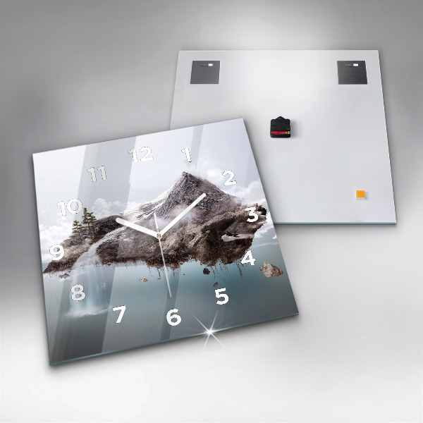 Szögletes fali üvegóra Repülő sziget és vízesés