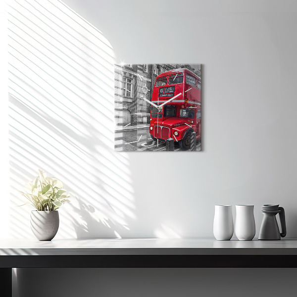 Szögletes fali üvegóra Piros emeletes busz