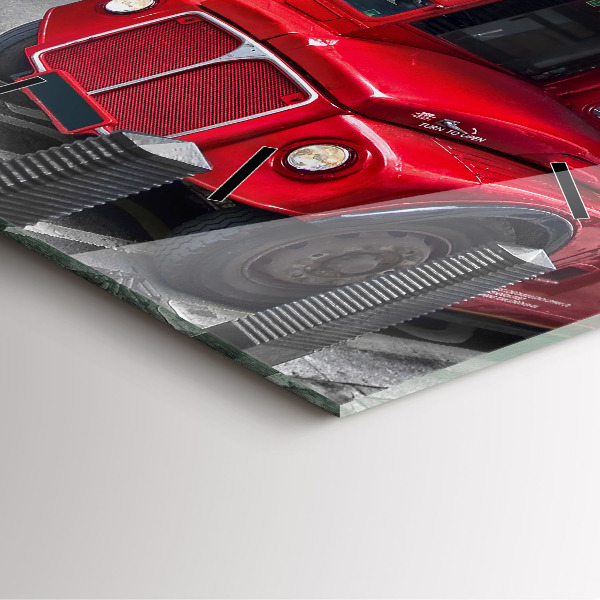 Szögletes fali üvegóra Piros emeletes busz