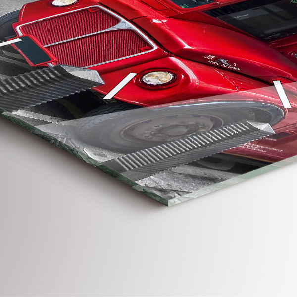 Szögletes fali üvegóra Piros emeletes busz