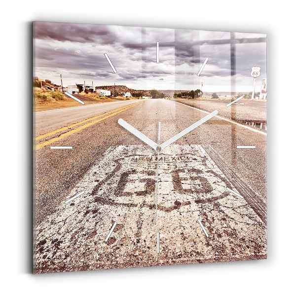 Szögletes fali üvegóra Route 66 USA
