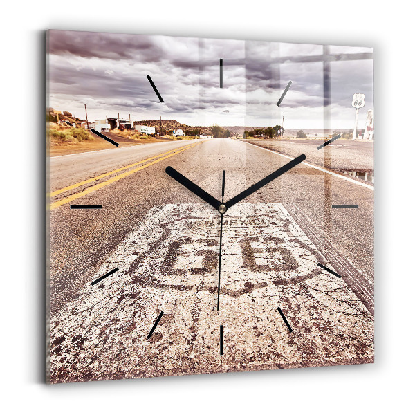 Szögletes fali üvegóra Route 66 USA