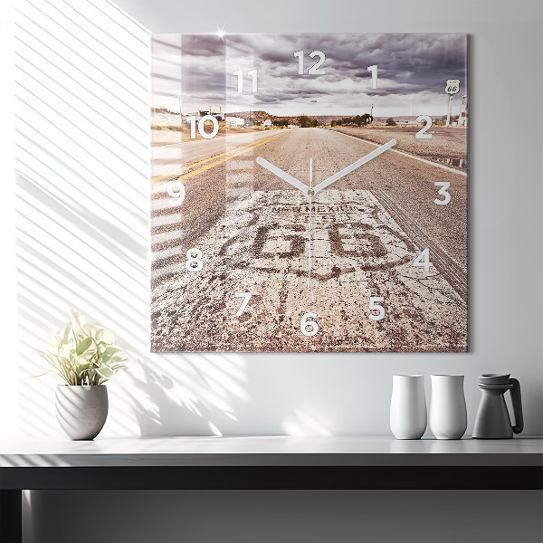 Szögletes fali üvegóra Route 66 USA