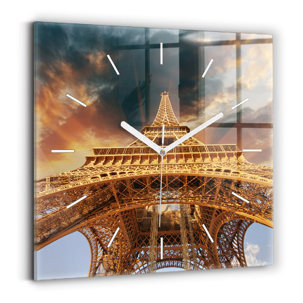 Szögletes fali üvegóra Az Eiffel-torony a felhőkkel szemben