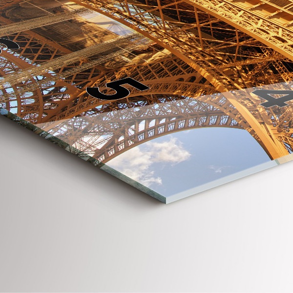 Szögletes fali üvegóra Az Eiffel-torony a felhőkkel szemben