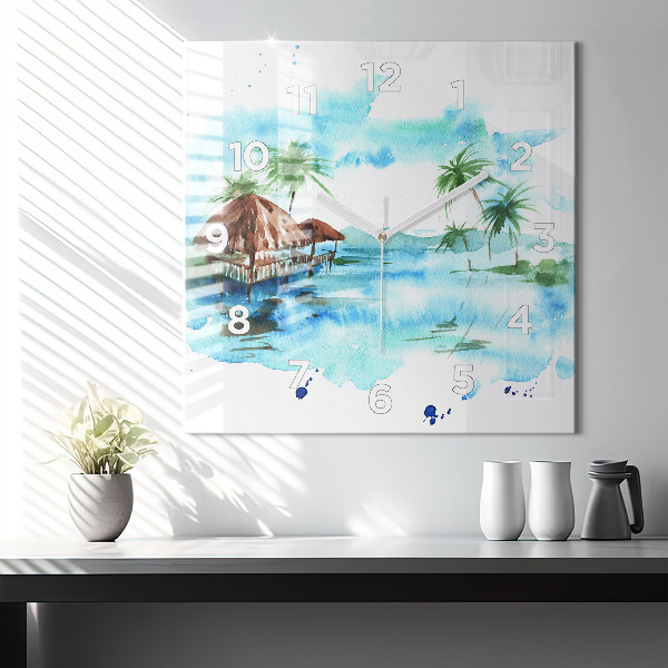 Szögletes fali üvegóra Kép egy lakatlan szigetről