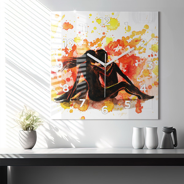 Szögletes fali üvegóra Szerelem és egy szerelmes pár