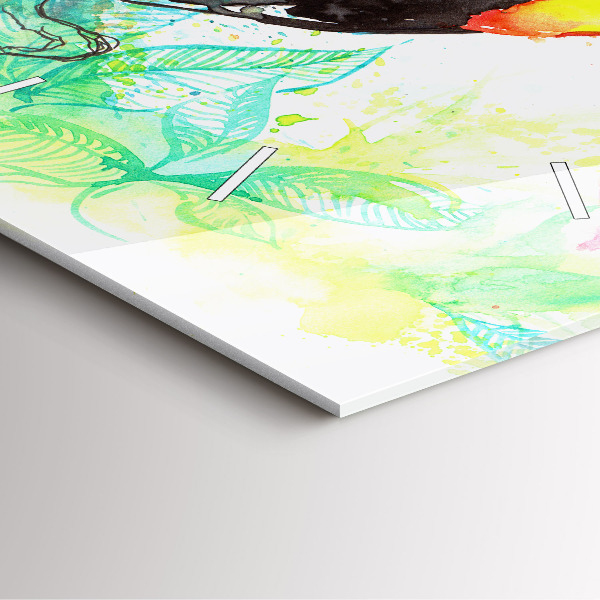 Szögletes fali üvegóra Tukán a fűben