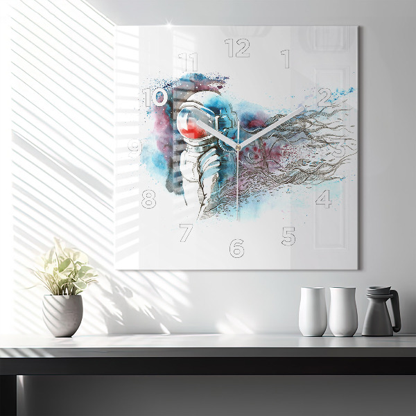 Szögletes fali üvegóra Űrhajós absztrakció