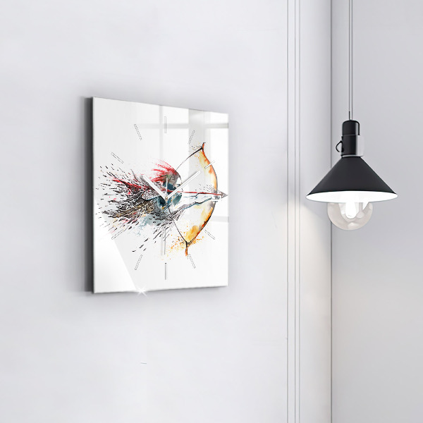 Szögletes fali üvegóra Egy harcos a vadászatban