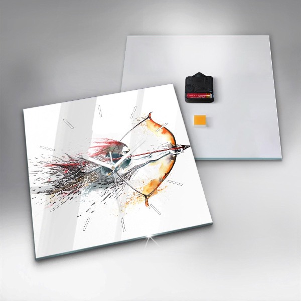 Szögletes fali üvegóra Egy harcos a vadászatban