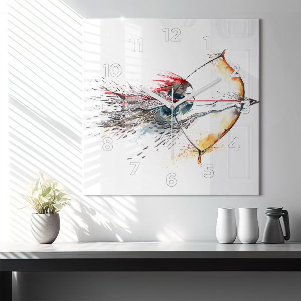 Szögletes fali üvegóra Egy harcos a vadászatban