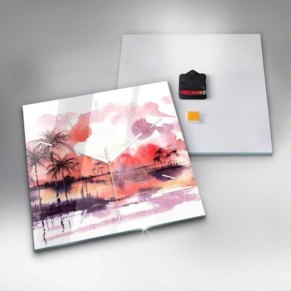 Szögletes fali üvegóra Trópusi táj