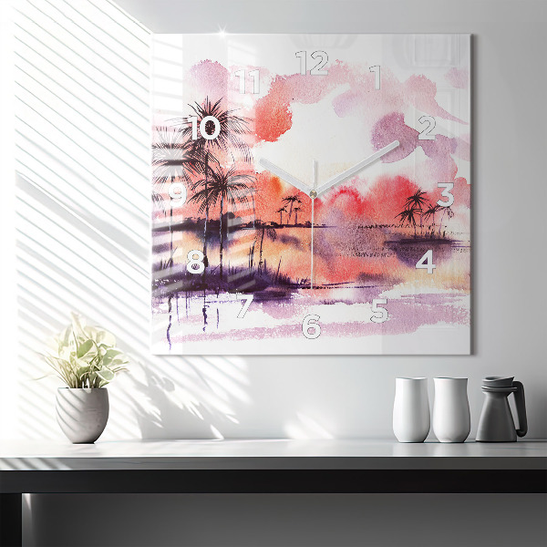 Szögletes fali üvegóra Trópusi táj