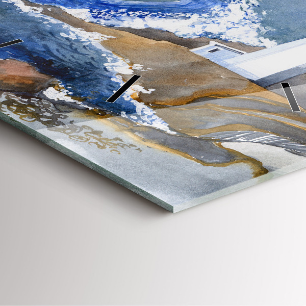 Szögletes fali üvegóra Tenger és világítótorony