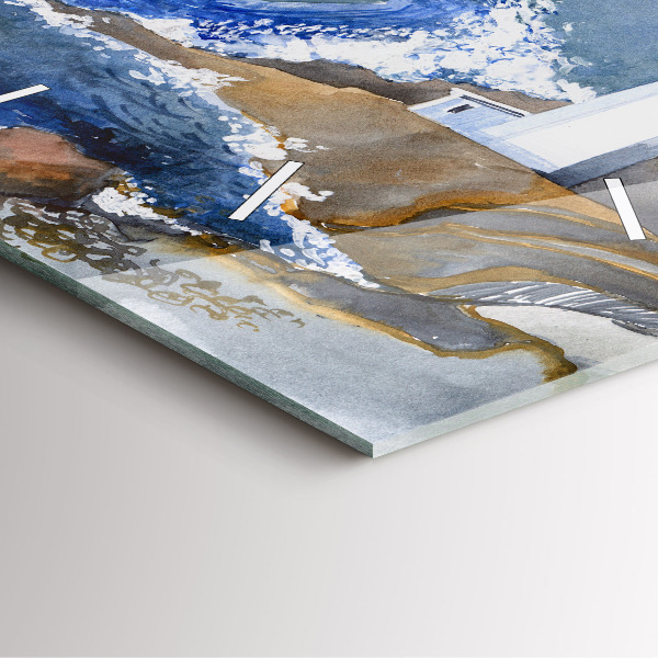 Szögletes fali üvegóra Tenger és világítótorony