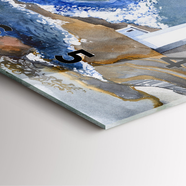 Szögletes fali üvegóra Tenger és világítótorony