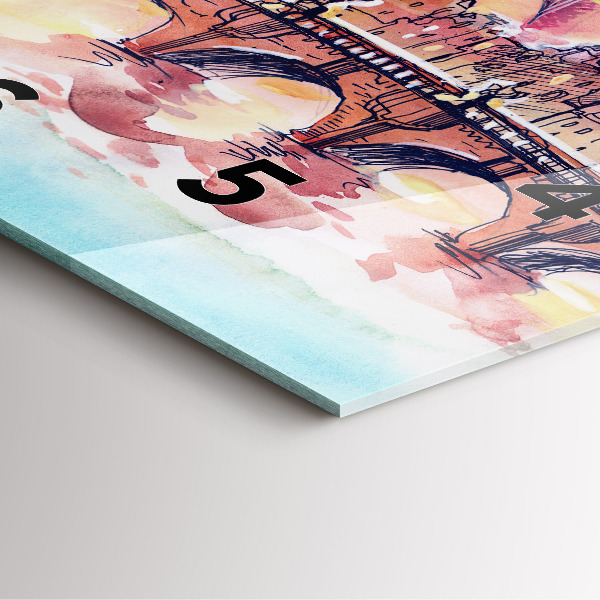 Szögletes fali üvegóra Párizs festett tája