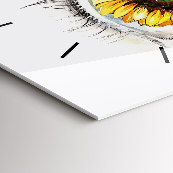 Szögletes fali üvegóra Napraforgó virág a szemben