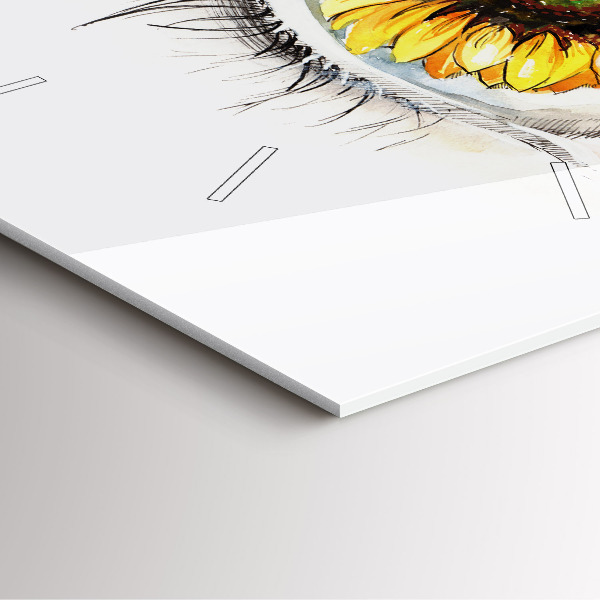 Szögletes fali üvegóra Napraforgó virág a szemben