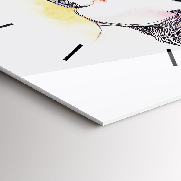 Szögletes fali üvegóra Szerelmes csók rajz