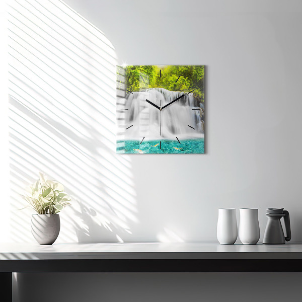 Szögletes fali üvegóra Vízesés Thaiföldön