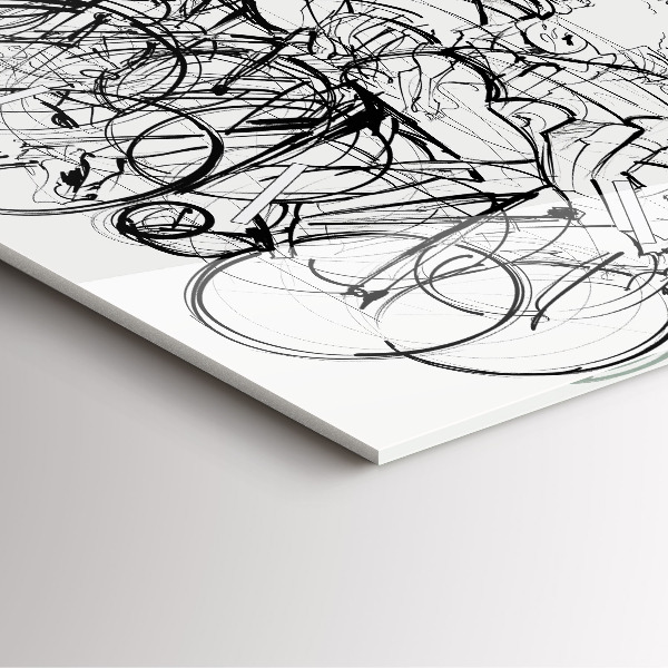 Szögletes fali üvegóra Kerékpáros verseny rajz