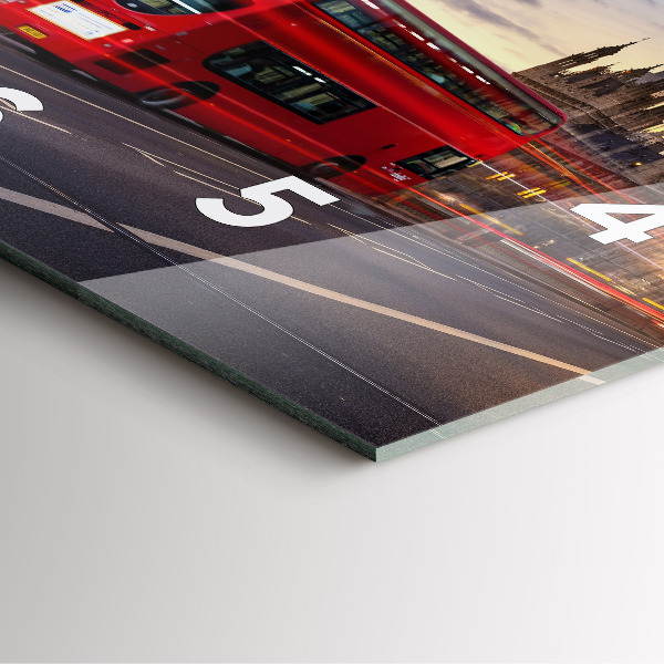 Szögletes fali üvegóra Vörös londoni busz