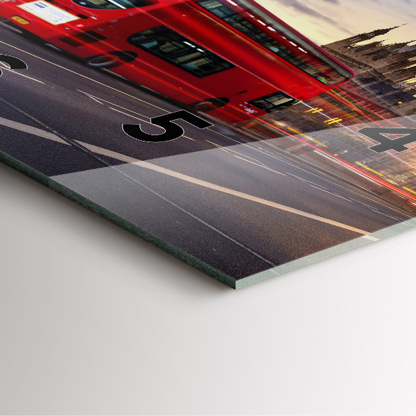 Szögletes fali üvegóra Vörös londoni busz