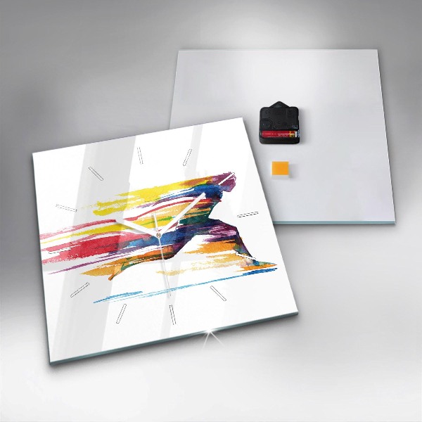 Szögletes fali üvegóra Futó illusztráció