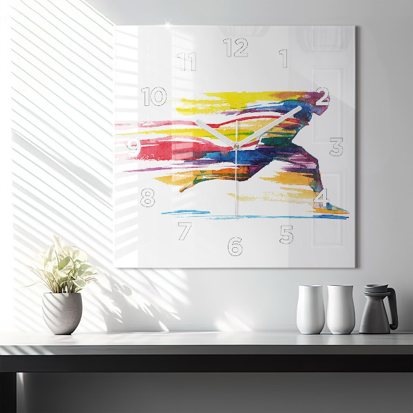 Szögletes fali üvegóra Futó illusztráció