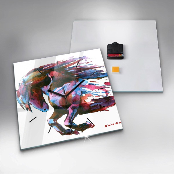 Szögletes fali üvegóra Egy ló szökésben