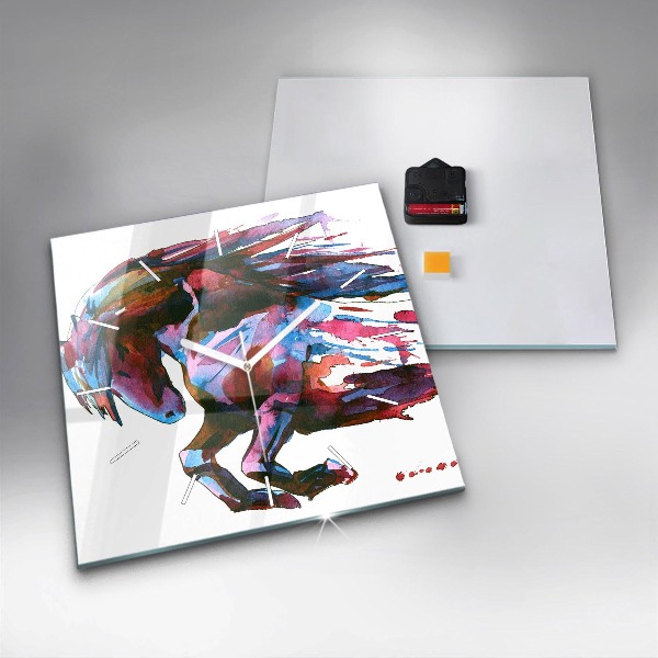 Szögletes fali üvegóra Egy ló szökésben