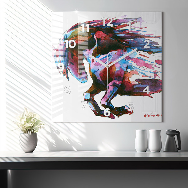 Szögletes fali üvegóra Egy ló szökésben