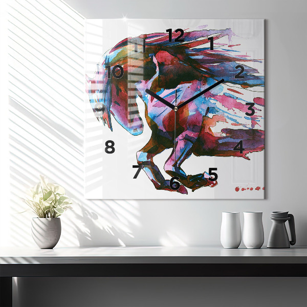 Szögletes fali üvegóra Egy ló szökésben