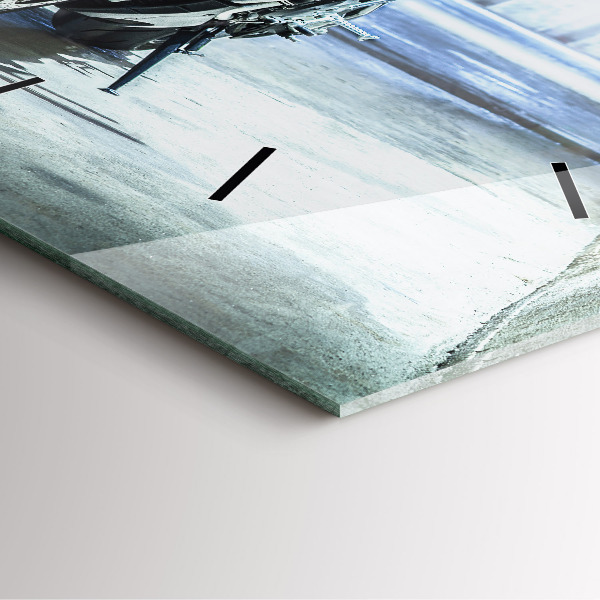 Szögletes fali üvegóra Motorkerékpár a sikátorban