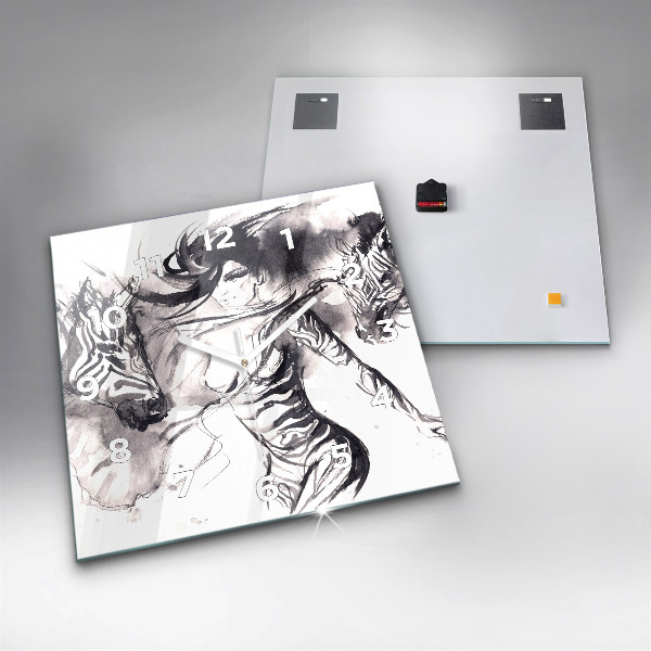 Szögletes fali üvegóra Nő és zebrák