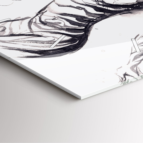 Szögletes fali üvegóra Nő és zebrák