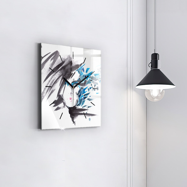 Szögletes fali üvegóra Absztrakt női arc